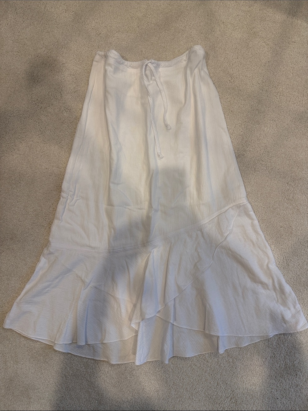 TravelSmith Women’s White 💯% Cotton Tiered Ruffled Maxi Skirt
